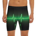 Green Heartbeat Print Men's Long Boxer Briefs