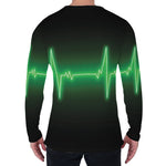 Green Heartbeat Print Men's Long Sleeve T-Shirt