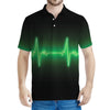 Green Heartbeat Print Men's Polo Shirt