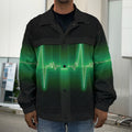 Green Heartbeat Print Men's Shirt Jacket