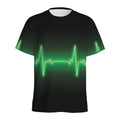 Green Heartbeat Print Men's Athletic T-Shirt