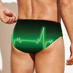 Green Heartbeat Print Men's Swim Briefs