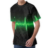 Green Heartbeat Print Men's Velvet T-Shirt