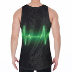 Green Heartbeat Print Men's Velvet Tank Top