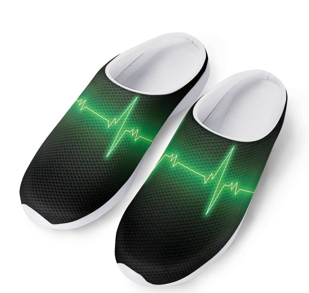 Green Heartbeat Print Mesh Casual Shoes