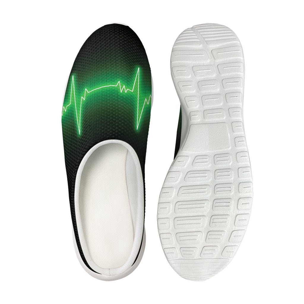 Green Heartbeat Print Mesh Casual Shoes