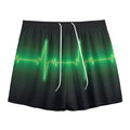 Green Heartbeat Print Mesh Shorts
