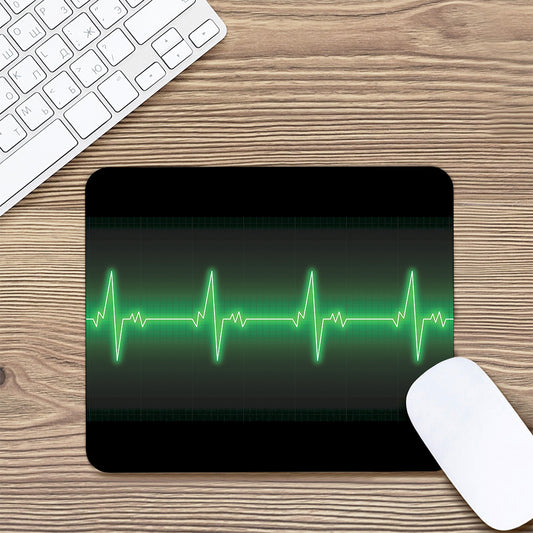 Green Heartbeat Print Mouse Pad