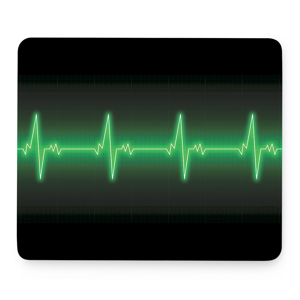Green Heartbeat Print Mouse Pad