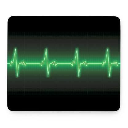 Green Heartbeat Print Mouse Pad