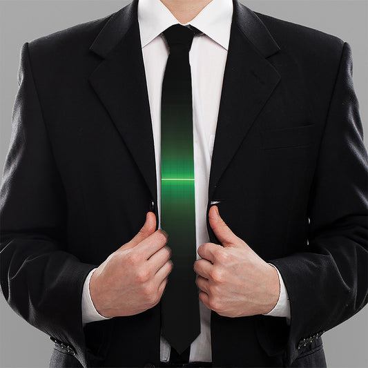 Green Heartbeat Print Necktie