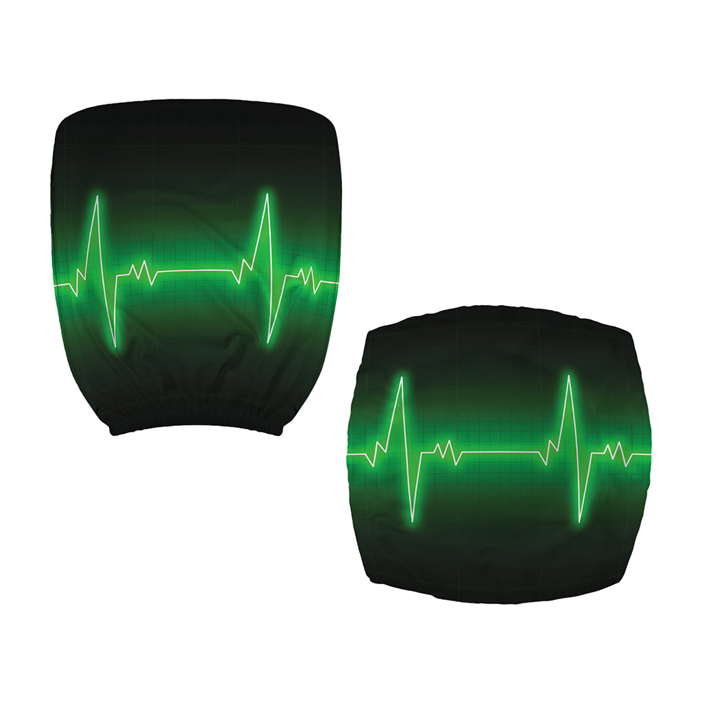 Green Heartbeat Print Office Chair Cover