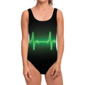 Green Heartbeat Print One Piece Swimsuit
