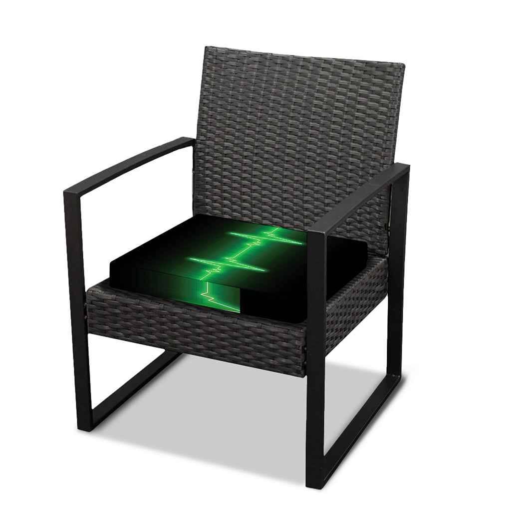Green Heartbeat Print Outdoor Seat Cushion Cover