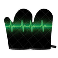 Green Heartbeat Print Oven Mitts