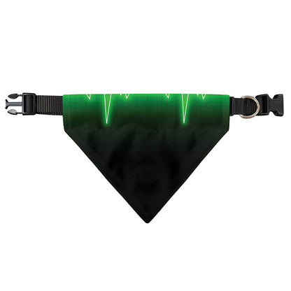 Green Heartbeat Print Over The Collar Dog Bandana