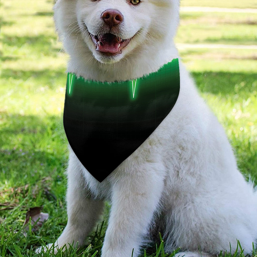 Green Heartbeat Print Over The Collar Dog Bandana