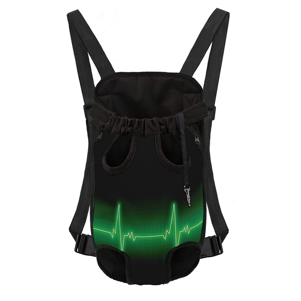 Green Heartbeat Print Pet Carrier Backpack