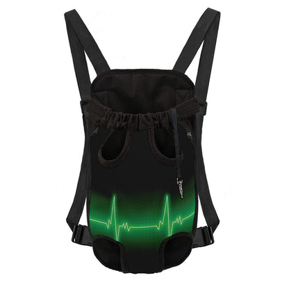Green Heartbeat Print Pet Carrier Backpack