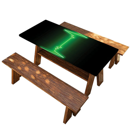 Green Heartbeat Print Picnic Table Cover