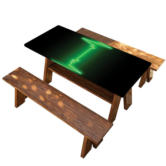 Green Heartbeat Print Picnic Table Cover