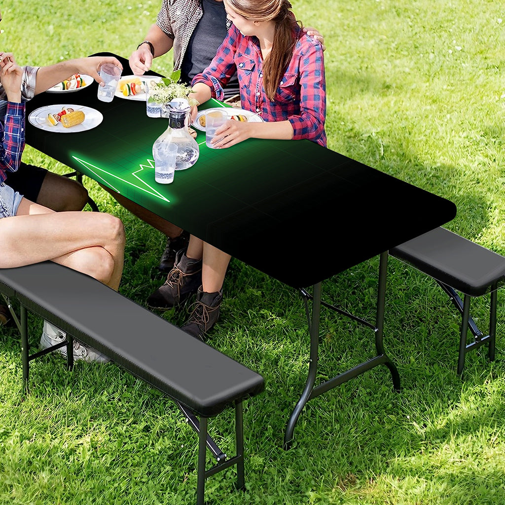 Green Heartbeat Print Picnic Table Cover