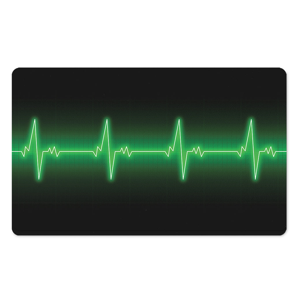 Green Heartbeat Print Polyester Doormat