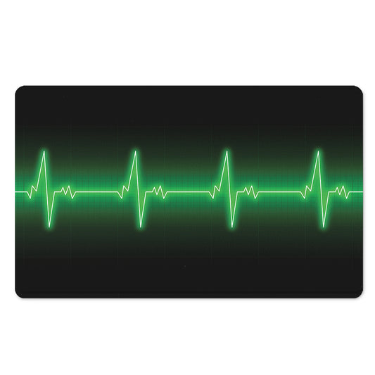 Green Heartbeat Print Polyester Doormat