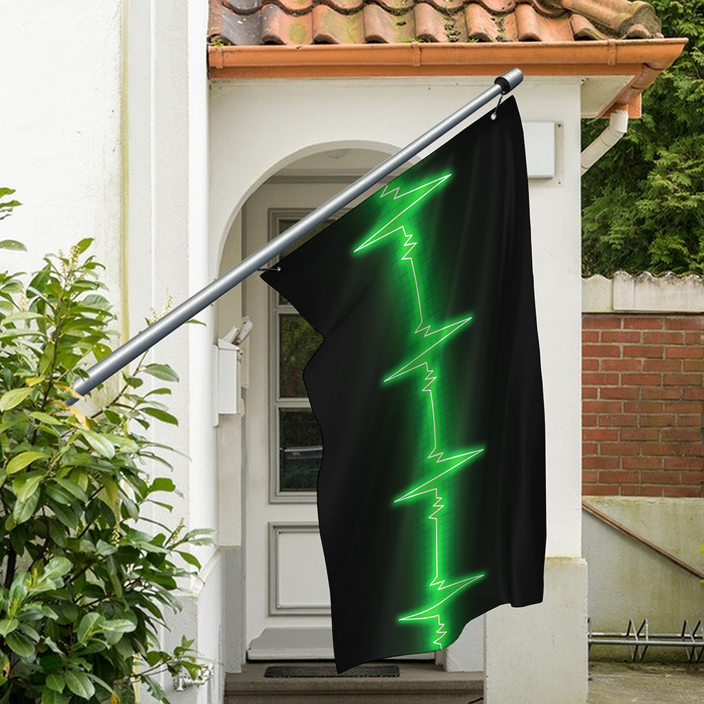 Green Heartbeat Print Polyester Flag