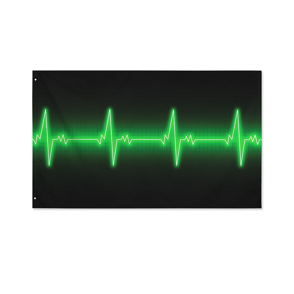 Green Heartbeat Print Polyester Flag