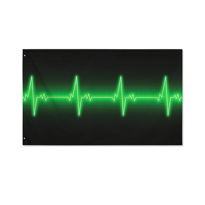 Green Heartbeat Print Polyester Flag