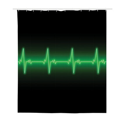 Green Heartbeat Print Polyester Shower Curtain