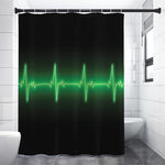 Green Heartbeat Print Premium Shower Curtain