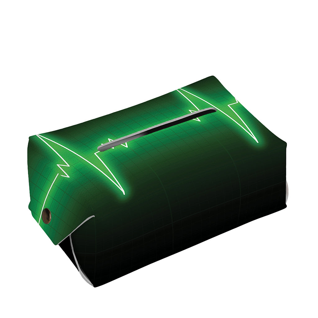 Green Heartbeat Print Rectangle Tissue Box Cover