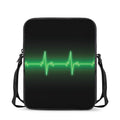 Green Heartbeat Print Rectangular Crossbody Bag