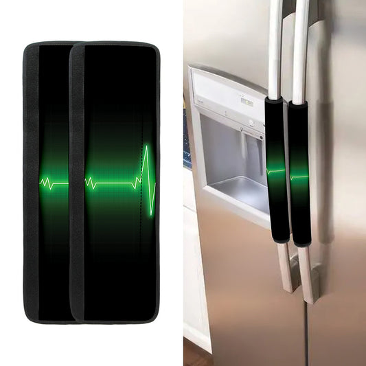 Green Heartbeat Print Refrigerator Handle Covers