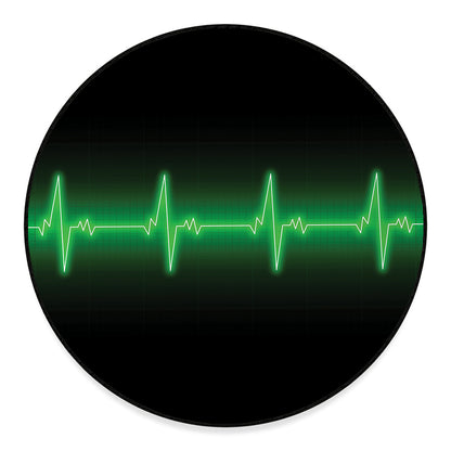 Green Heartbeat Print Round Floor Mat