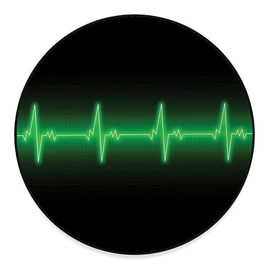 Green Heartbeat Print Round Floor Mat