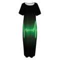 Green Heartbeat Print Short Sleeve Long Nightdress