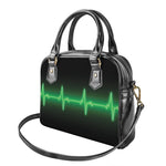 Green Heartbeat Print Shoulder Handbag