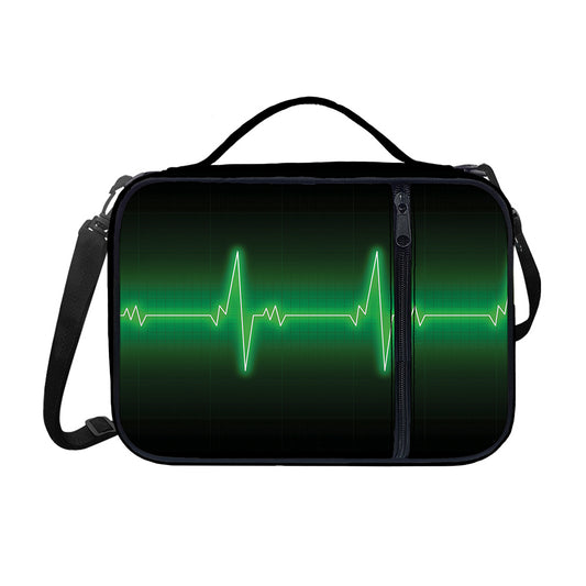 Green Heartbeat Print Shoulder Strap Bible Bag