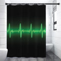 Green Heartbeat Print Shower Curtain