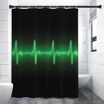 Green Heartbeat Print Shower Curtain