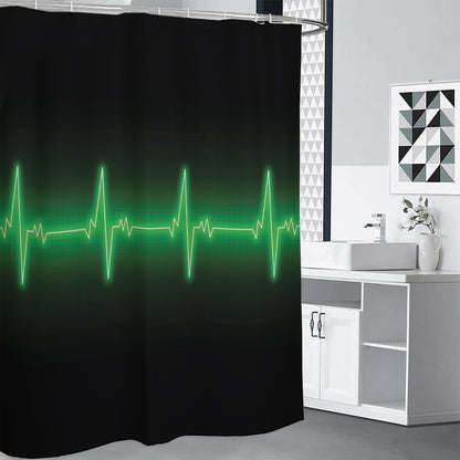 Green Heartbeat Print Shower Curtain