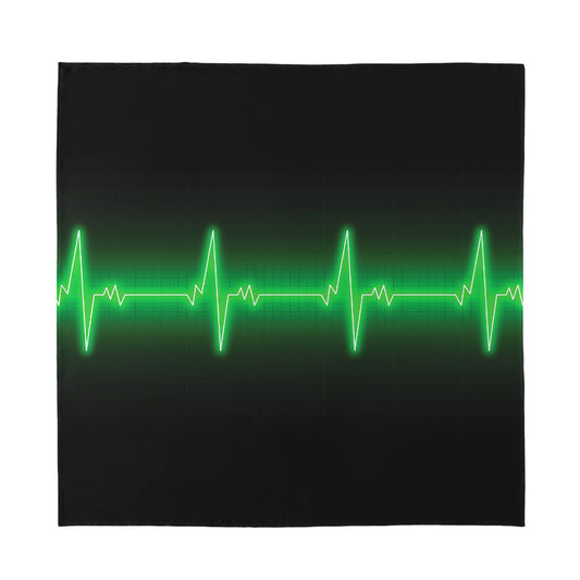 Green Heartbeat Print Silk Bandana