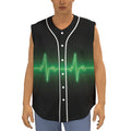 Green Heartbeat Print Sleeveless Baseball Jersey