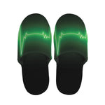 Green Heartbeat Print Slippers