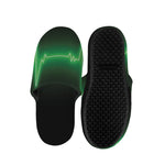 Green Heartbeat Print Slippers