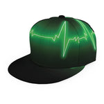 Green Heartbeat Print Snapback Cap