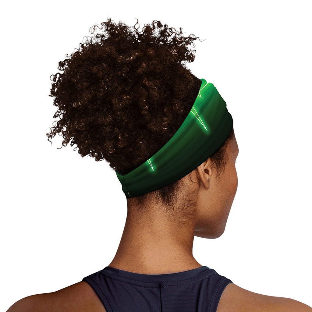 Green Heartbeat Print Sports Headband